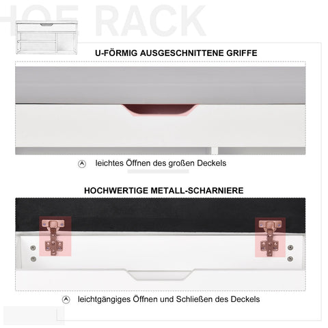 Rootz Shoe Bench with Storage - Bench Seat - Hallway Chest - Space-saving Design - 80cm x 30cm x 43cm