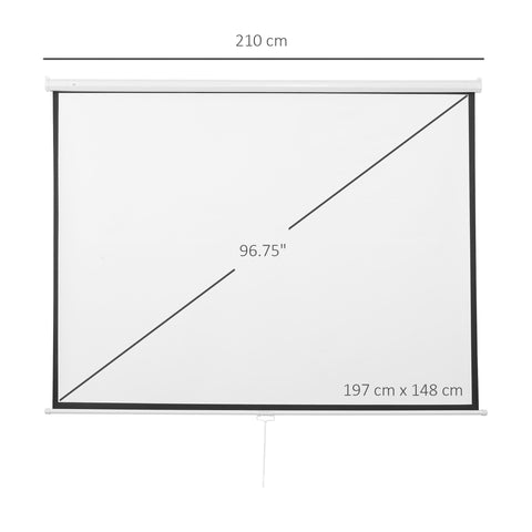 Rootz Projector Canvas - Projection Screen - Home Theater - Adjustable Viewing - 203cm x 152cm - 100-Inch Display