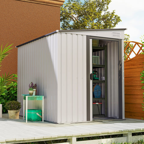 Rootz Metal Device House - Storage Shed - Equipment Shed - Ventilated Outdoor Storage - 154x206.5x181 cm