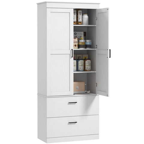 Rootz Freestanding Kitchen Cabinet - Pantry Storage - Living Room Cabinet - Adjustable Shelves - 75W x 39D x 178H cm