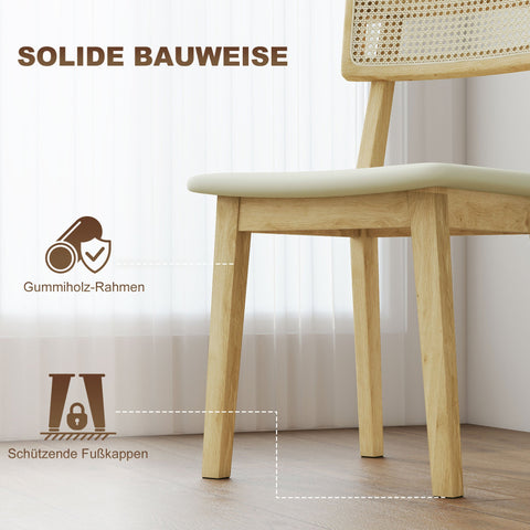 Rootz Dining Room Chair - Rattan Chair - Dining Seat - Stable Rubber Wood - 46.5b x 85h cm - Elegant Design and Comfort