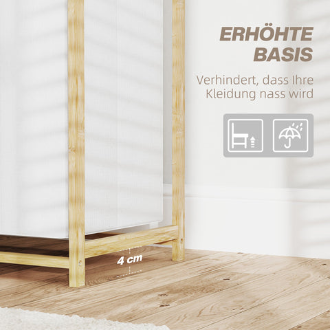 Rootz Laundry Basket with Bag - Fabric Drawer - Bamboo Organizer - Enhanced Sorting - 70x36x70 cm White and Brown