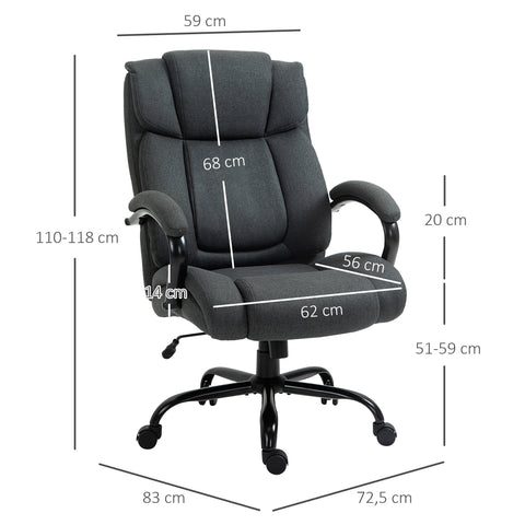 Rootz Ergonomic Office Chair - Desk Chair - Swivel Chair - Supports Up to 220 kg - Grey - Padded Armrest - 72.5cm x 83cm x 110-118cm