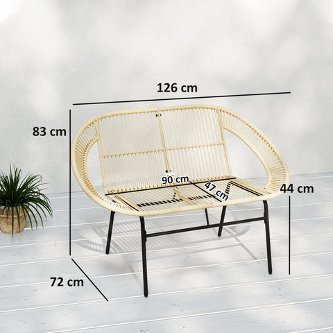 Rootz 2-Seater Garden Bench - Outdoor Bench - Patio Seating - Weatherproof & UV-Resistant - 126cm x 72cm x 83cm