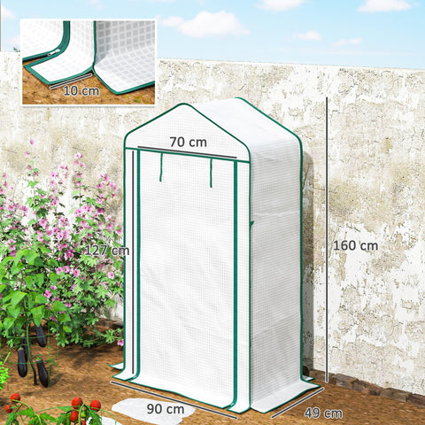 Rootz 4 Level Greenhouse Shelf - Garden Balcony - Plant Protection - Galvanized Steel - 90cm x 49cm x 160cm