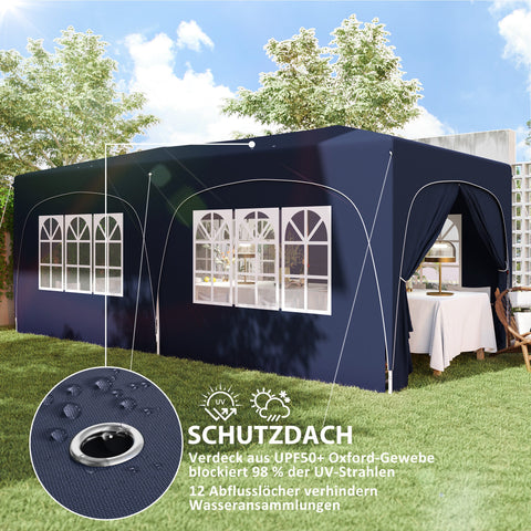 Rootz 3x6m Pop-up Gazebo - Garden Tent - Pavilion - UPF50+ UV Protection - Adjustable Height - 597cm x 300cm x 270cm