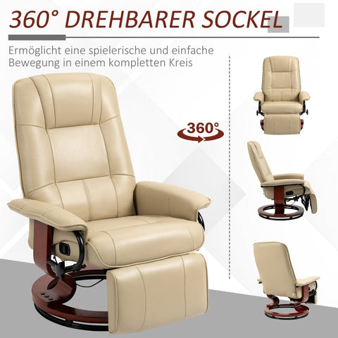 Rootz Recliner Chair - Swivel Lounge Chair - Faux Leather - 360° Rotation - 78cm x 87cm x 100cm