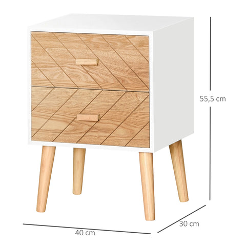 Rootz Bedside Night Table - Nightstand - Corridor Dresser - Modern Retro Design - 40 x 30 x 55.5 cm