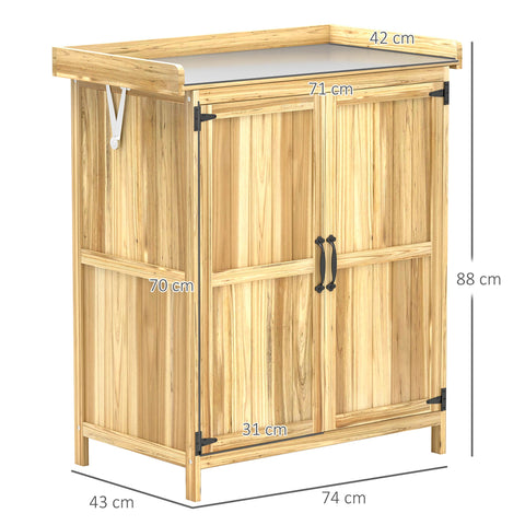Rootz Garden Cabinet - Tool Storage - Outdoor Workbench - Weatherproof & Stainless Steel Surface - 74cm x 43cm x 88cm