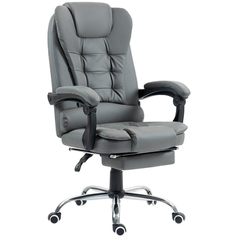 Rootz Office Chair with Footrest - Desk Chair - Adjustable Backrest - Comfort Seating - 64.5cm x 69cm x 117cm - Grey/Black