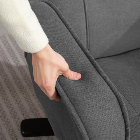 Rootz Swingable Relaxation Armchair with Foot Stool - Velvet Upholstery - Rotatable Armchair - Maximum Comfort - 67cm x 87cm x 96cm - Grey