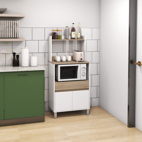 Rootz Microwave Kitchen Trolley - Storage Cabinet - Kitchen Cart - Space-Saving Design - 60cm x 40cm x 131cm
