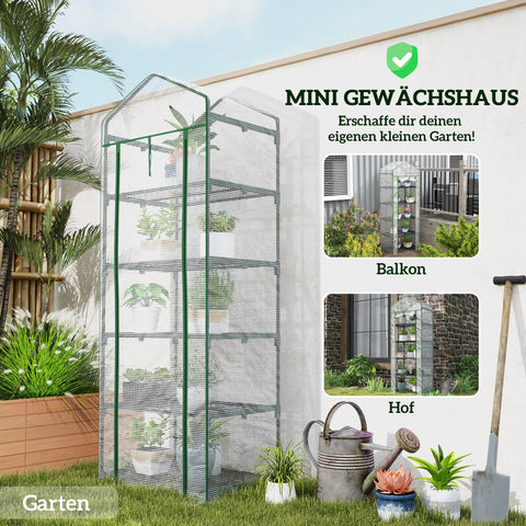 Rootz Mini-Greenhouse - Plant Shelter - Garden Greenhouse - Enhance Growth - 69x49x193cm - Sturdy Steel & Plastic