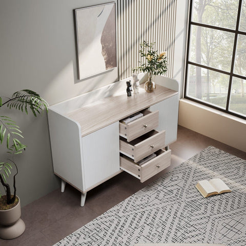 Rootz Modern Sideboard - Storage Cabinet - Elegant Buffet Table - Ample Storage - 117.5L x 40W x 80H cm