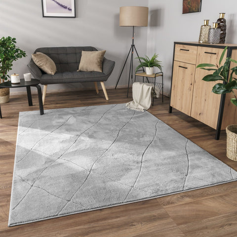 Diamond Pattern Short Pile Rug – Modern, Soft, Durable, Easy Care, 3D Effect