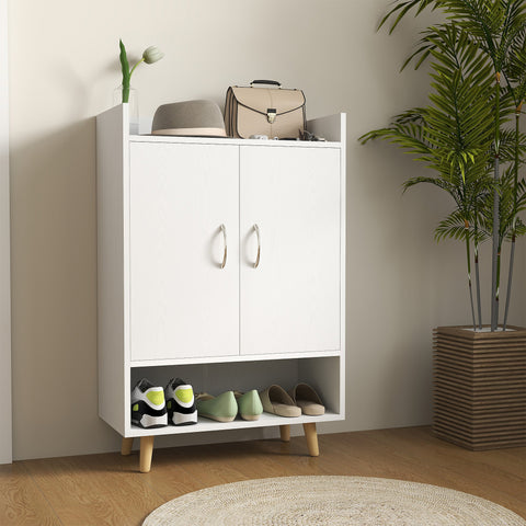 Rootz Shoe Cabinet - Shoe Rack - Shoe Chest - Modern Design, Space-Saving - 60cm x 30cm x 92cm - White