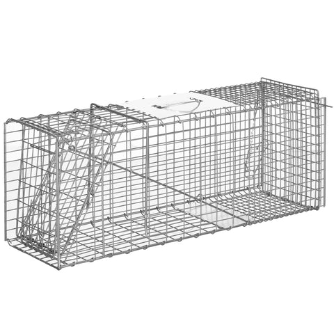 Rootz Foldable Fishing Cage - Trap Cage - Animal Catcher - Easy Installation - 81cm x 26cm x 34.5cm Steel Silver