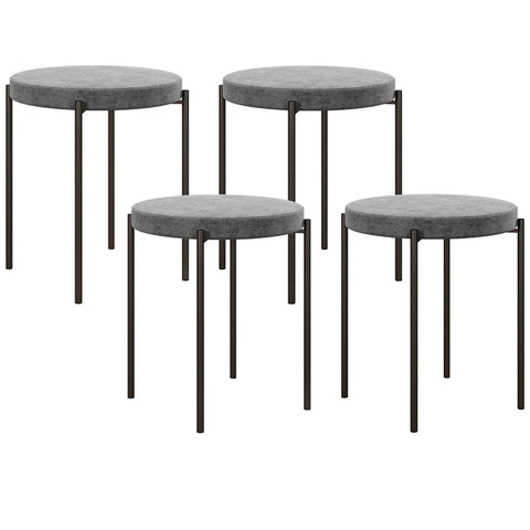 Rootz Velvet Dining Chairs Set of 4 - Stackable Kitchen Stools - Upholstered Furniture - Elegant Design - Space-Saving - 41.5cm x 41.5cm x 46cm