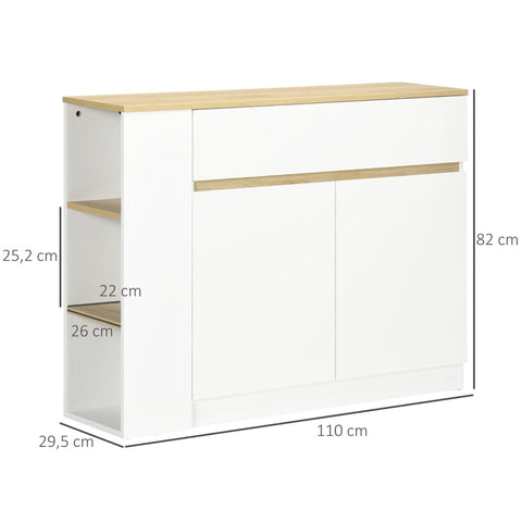 Rootz Sideboard - Buffet Cabinet - Storage Unit - Ample Storage - Adjustable Shelf - Easy to Clean - 110L x 29.5W x 82H cm - Chipboard