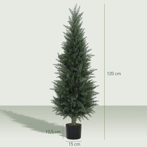 Rootz Cypress-Art Plant - Artificial Greenery - Faux Foliage - UV-Resistant - 40 x 120 cm with Pot