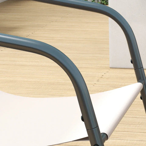 Rootz Garden Furniture Sets - 4-piece - Garden Seating - Lounge Furniture - 1 Sofa & 2 Armchairs - Steel+breathable Mesh - Gray+Cream White - 110 x 70 x 70 cm