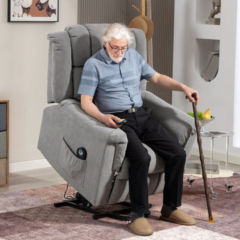 Rootz Powerlift Massage Chair - Heat Function Recliner - Upholstered Armchair - Enhances Circulation - 85cm x 91cm x 104cm