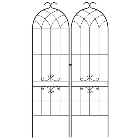 Rootz Lot of 2 Garden Grids - Climbing Aid - Metal Plant Support - Promote Plant Growth - 50L x 181H cm, Black