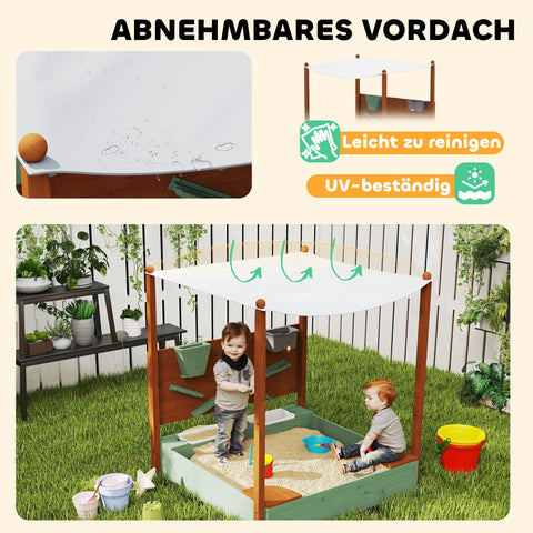 Rootz Children's Sandpit with Sunroof - Playground - Outdoor Play Set - Sun Protection - 116cm x 112.5cm x 128cm