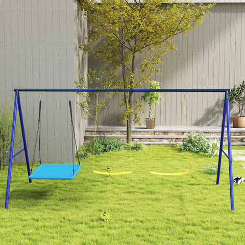 Rootz Swicken 3-Child Swing Set - Outdoor Playset - Garden Swings - Durable Steel Frame - 365cm x 180cm x 184cm