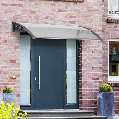 Rootz Door Canopy - Entryway Shelter - Weather Protector - UV Protection - 110 x 60 x 18 cm - Gray & Transparent