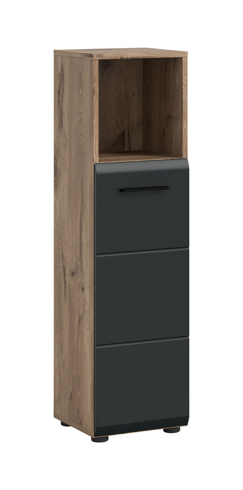 Rootz Tall Standing Cabinet - Freestanding Storage - Narrow Organizer - Black and Brown - 2 Adjustable Shelves - 30x110x30cm