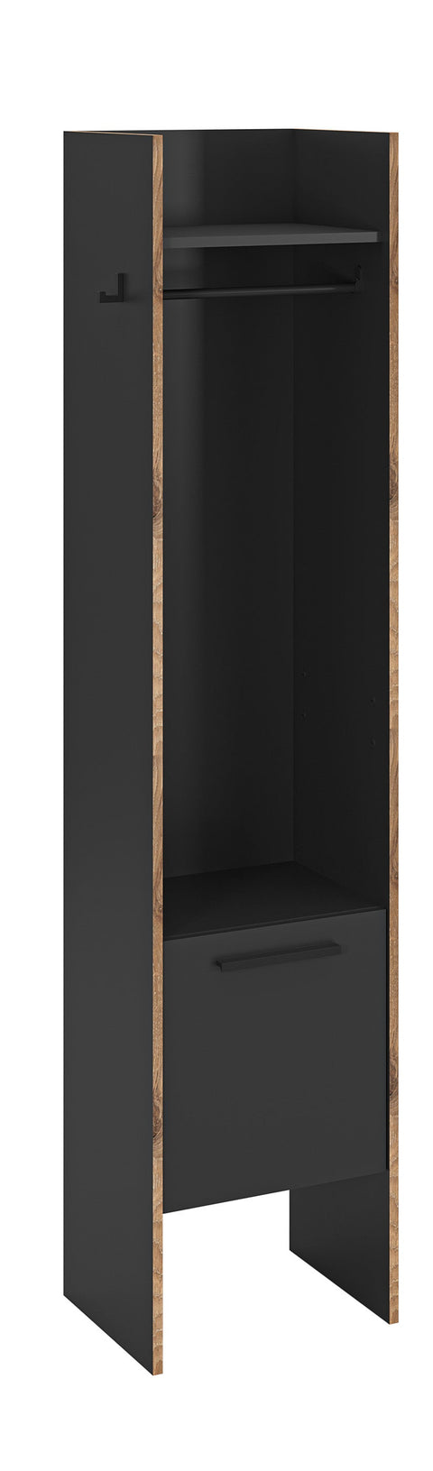 Rootz Wardrobe - Closet - Storage Unit - Black - 90kg Seat Capacity - 42x189x37cm