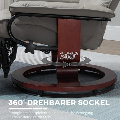 Rootz Swivel Recliner Chair - TV Chair - Manual Footrest - Faux Leather - 78cm x 87cm x 100cm