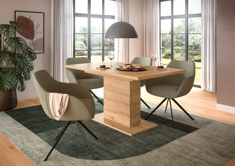 Rootz Extendable Dining Table - Brown - Column Base - Durable & Easy Cleaning - Adjustable 150-190x76x80cm