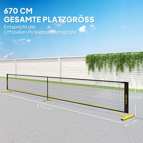 Rootz Pickleball Net Set - Portable - Metal Frame - Stable Network - 670cm x 60cm x 92cm - Includes Carry Bag