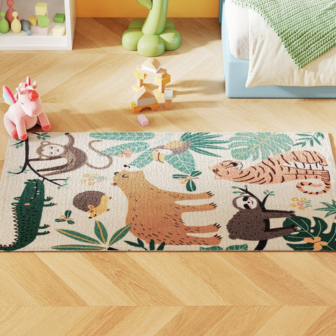 Rootz Fleece Carpet - Jungle Pattern Rug - Sherpa-Fleece Mat - Easy to Care - 150cm x 80cm x 0.7cm