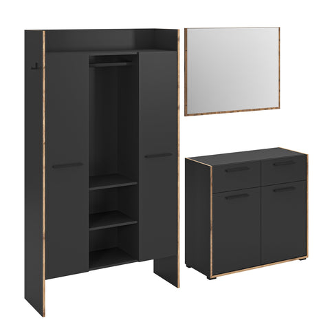 Rootz Wardrobe Set - Closet Ensemble - Storage Combo - Durable Black - 215cm x 189cm x 37cm
