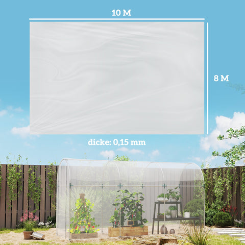 Rootz Greenhouse Cover - Plastic Tarpaulin - Plant Cover - UV-Resistant Waterproof - Promotes Growth - 8m x 10m