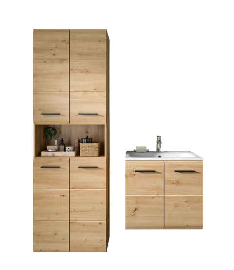 Rootz 5-Piece Bathroom Combo - Vanity Set - Mirror Cabinet - Easy-Clean MDF - 135x185x46cm