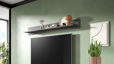 Rootz Wall Shelf - Grey Matt Deep-Drawn - Easy-Care Surface - High-Quality Finish - 160cm x 20cm x 20cm