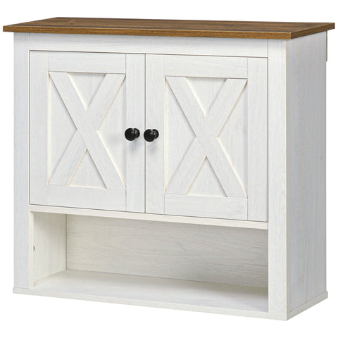 Rootz Wall-Mounted Bathroom Cabinet - Storage Unit - Organizer - Space-Saving with Open Shelf - 60 x 19.5 x 52.5 cm - White