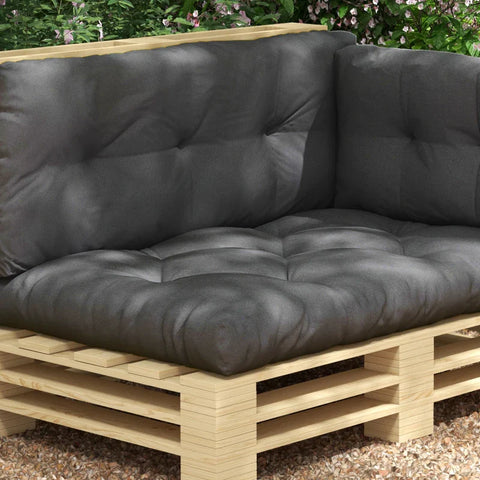 Rootz Tuinzitkussens - Tuinmeubelen - Weerbestendig - Knoopstiksels - Rugkussen - Zijkussen - Polyester - Donkergrijs - 120cm x 80cm x 12cm