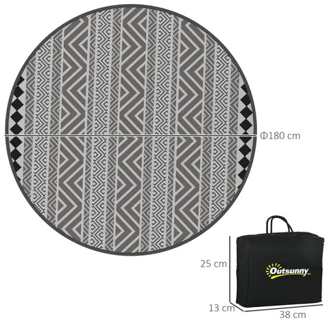 Rootz Outdoor Rug - Patio Rug - Weather Resistant - Modern Design - Non-woven Fabric -  Black + White - 365cm x 274cm x 0.3cm
