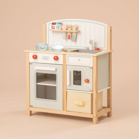 Rootz Wooden Kitchen Playset - Kids Cooking Set - Pretend Play Kitchen - Eco-Friendly - Non-Toxic - Imagination Booster - 76 x 38 x 102 cm