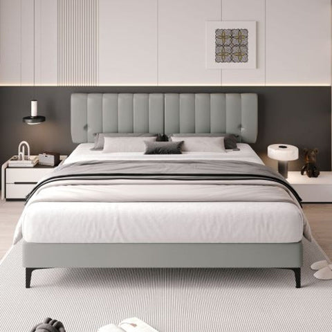 Rootz Elegant Upholstered Bed - Sleek Bed Frame - Modern Bed - Enhanced Comfort - 203cm x 188cm x 97.5cm