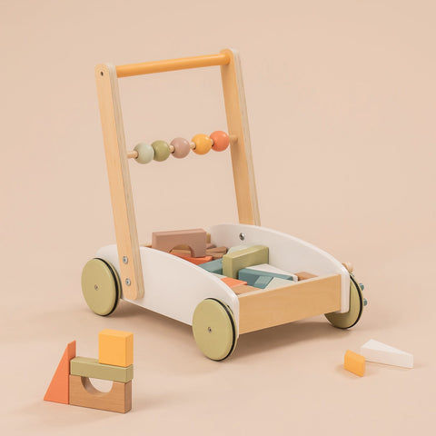 Rootz Wooden Baby Push Walker Toy - Toddler Walker - Baby Activity Walker - Encourages Early Learning - Safe and Durable - Multi-Functional Design - 41 cm Tall - Premium Dutch Wood