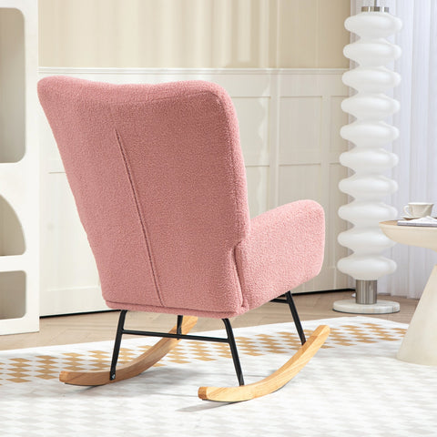 Rootz Rocking Chair - Cozy Armchair - Velvet Wingless Chair - Thick Padding - 70cm x 94cm x 100cm