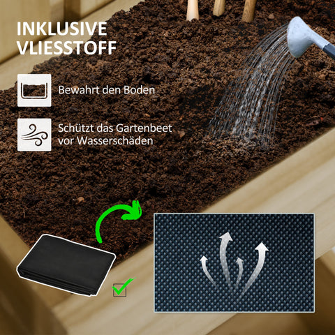 Rootz Elevated Wooden Garden Bed - Raised Planter - Adjustable Flower Box - Versatile & Durable - 60x16x100cm Brown