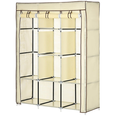 Rootz Fabric Cabinet Storage Solution - Wardrobe Closet - Clothes Organizer - Dust Protection - 125cm x 43cm x 162.5cm