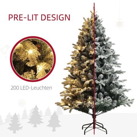 Rootz LED Christmas Tree - Snow-Covered Branches - Warm White Lights - Realistic Appearance - Flame-Retardant - Metal Base - Ø116 x 180H cm